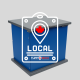 TuffBoxx blue wildlife-resistant bin with “Local” badge and red maple leaf, symbolizing proudly Canadian local manufacturing.